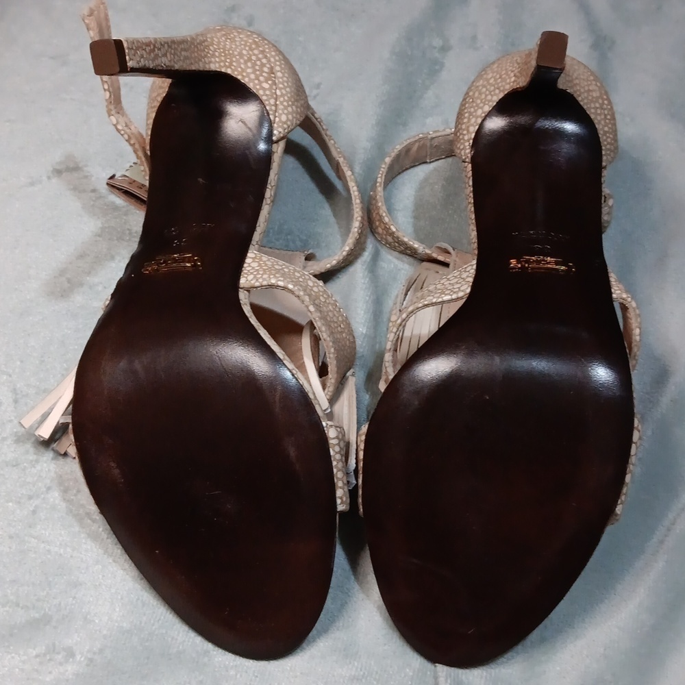 UTERQUE SPAIN FRINGE LEATHER ANKLE STRAP STILETTO HEELS BAICH EUR 38 US 7.5 - Picture 8 of 15